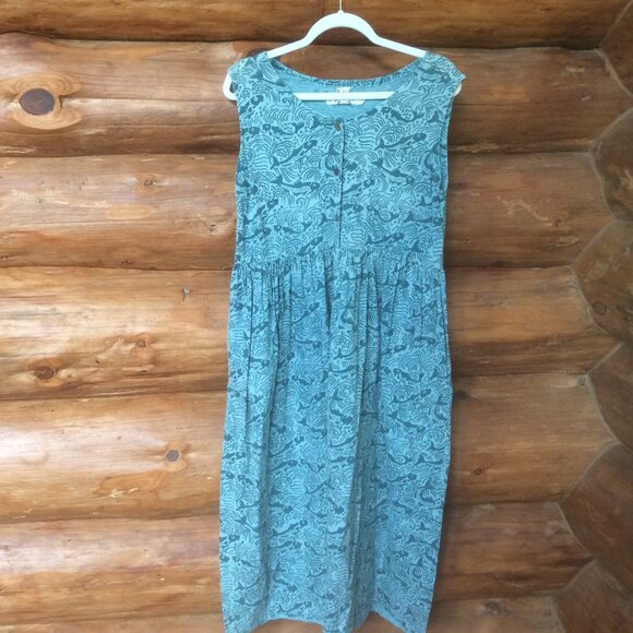 Nomadic Traders Fish Print Beachy Pullover Midi Dress with Pockets Size Large - Picture 1 of 3